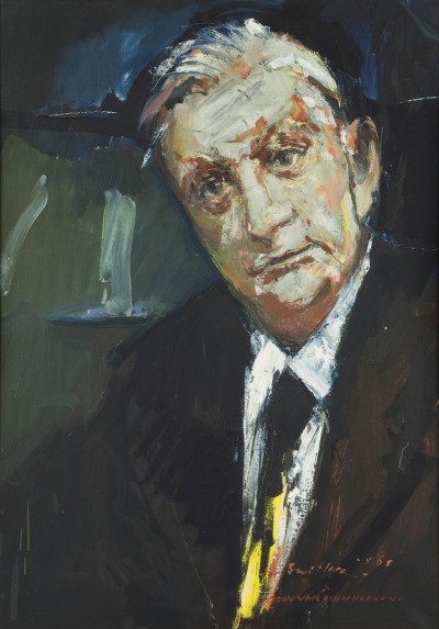 Deze afbeelding toont een kunstzinnig portret van Anton van Duinkerken.