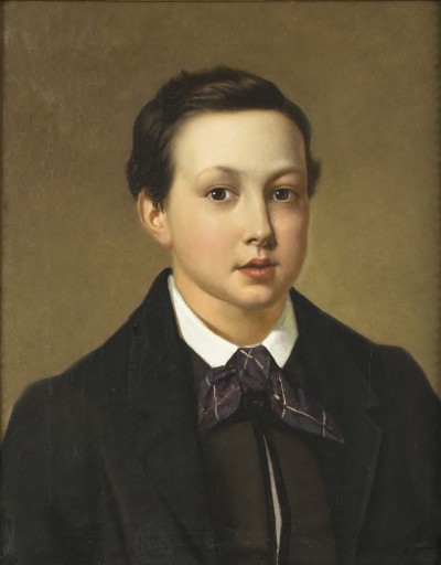 Deze afbeelding toont een kunstzinnig portret van Marcellus Emants.