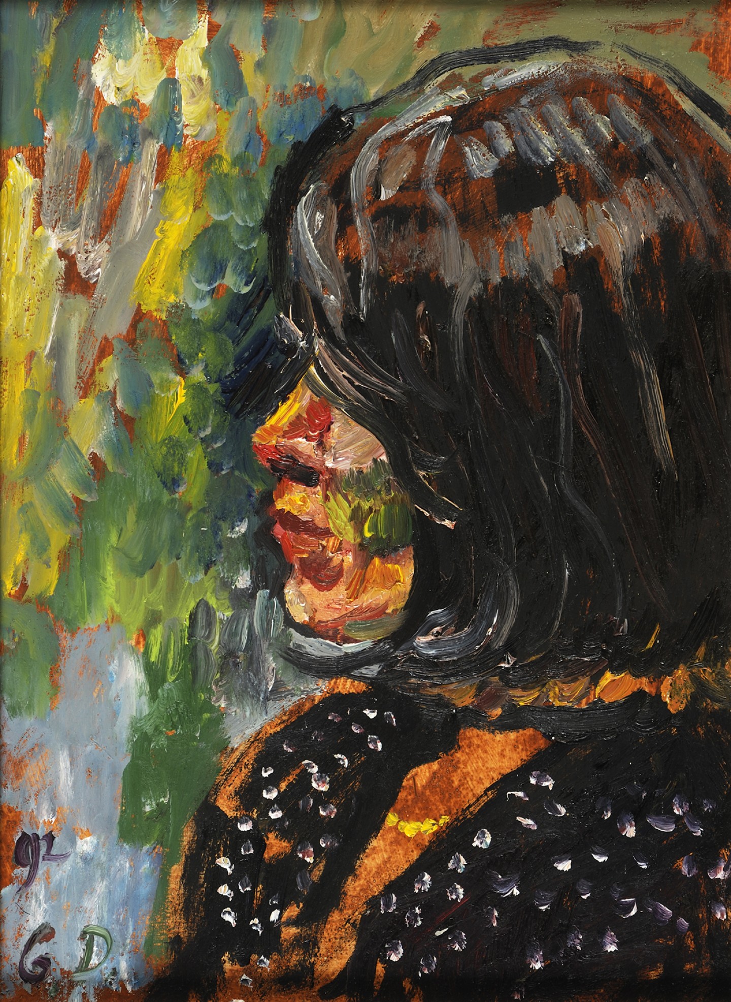 De afbeelding toont een kunstzinnig portret van Anna Enquist . Gemaakt door: Gijs Donker