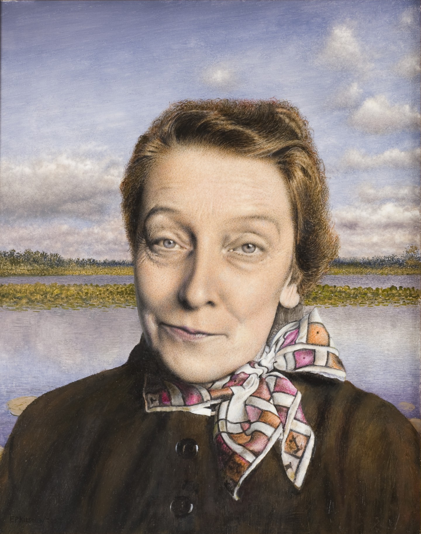 De afbeelding toont een kunstzinnig portret van Henriëtte van Eyk. Gemaakt door: Eric Pieter Kiesouw