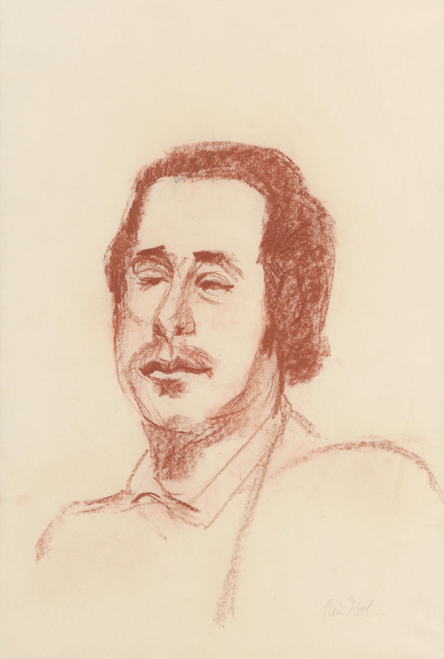 De afbeelding toont een kunstzinnig portret van Hans Faverey. Gemaakt door: Rein Dool