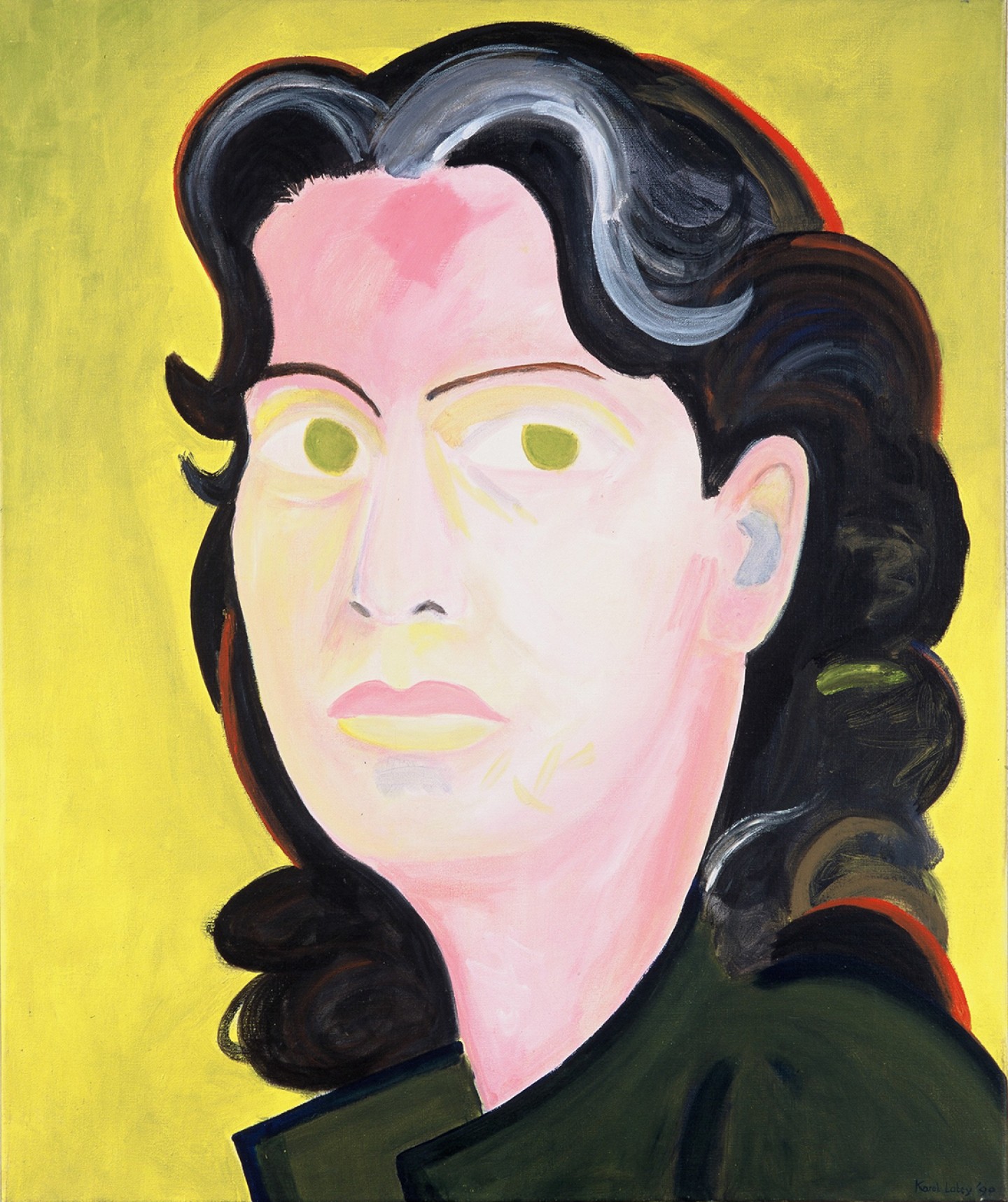 De afbeelding toont een kunstzinnig portret van Maxim Februari. Gemaakt door: Karel Labey
