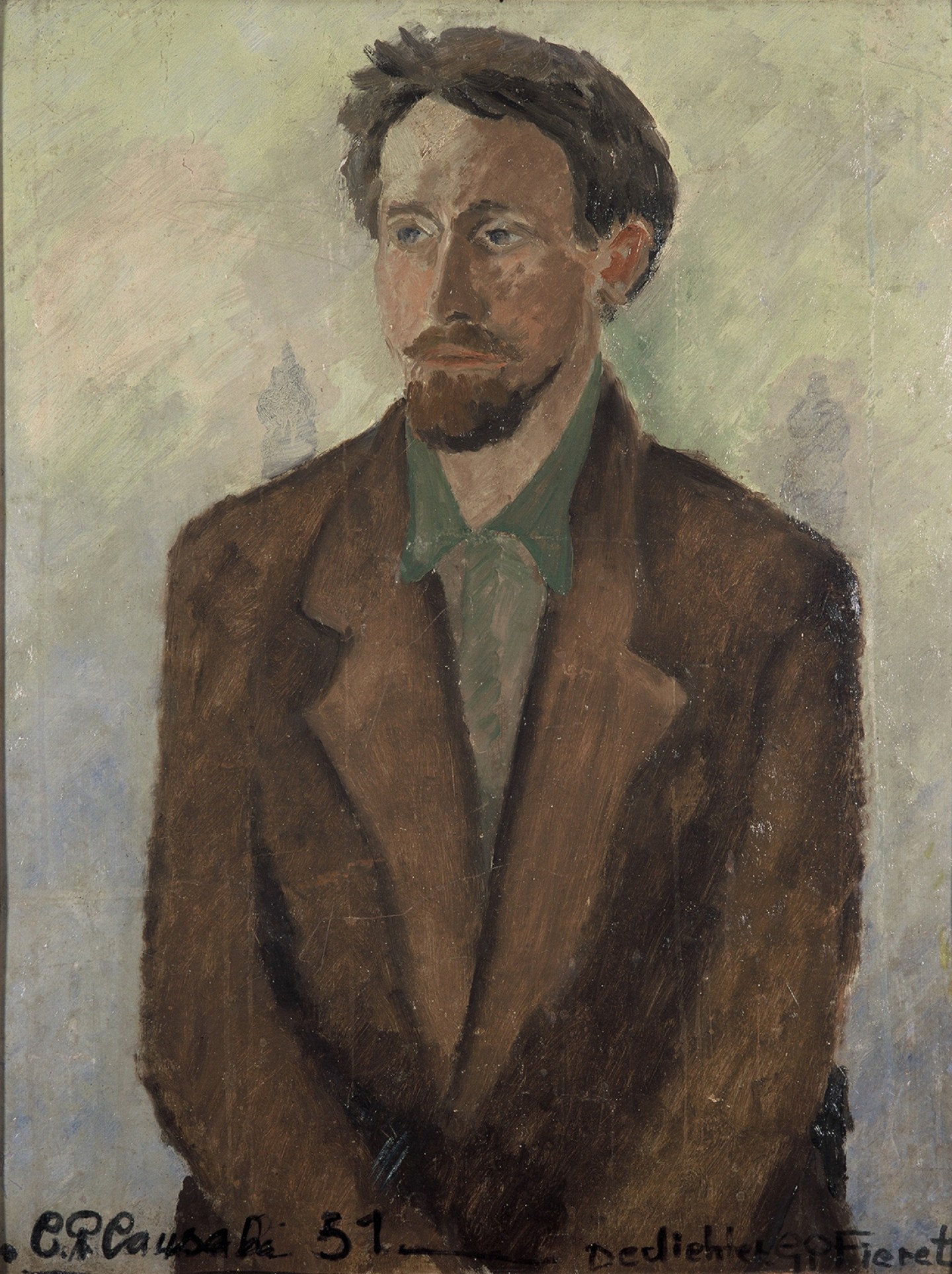De afbeelding toont een kunstzinnig portret van Gerard Fieret. Gemaakt door: C.P. Causali 