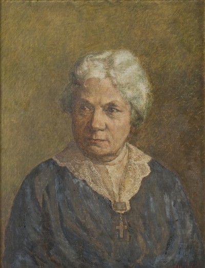 Deze afbeelding toont een kunstzinnig portret van Nellie van Kol .