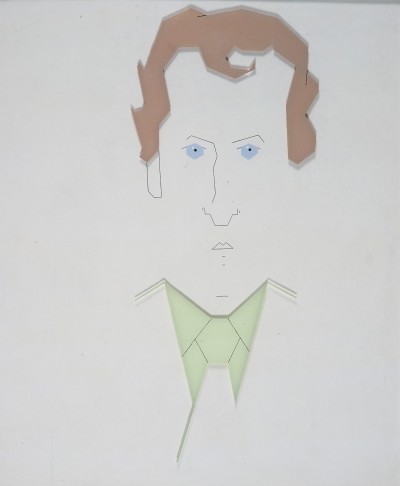 Deze afbeelding toont een kunstzinnig portret van Gerrit Komrij.