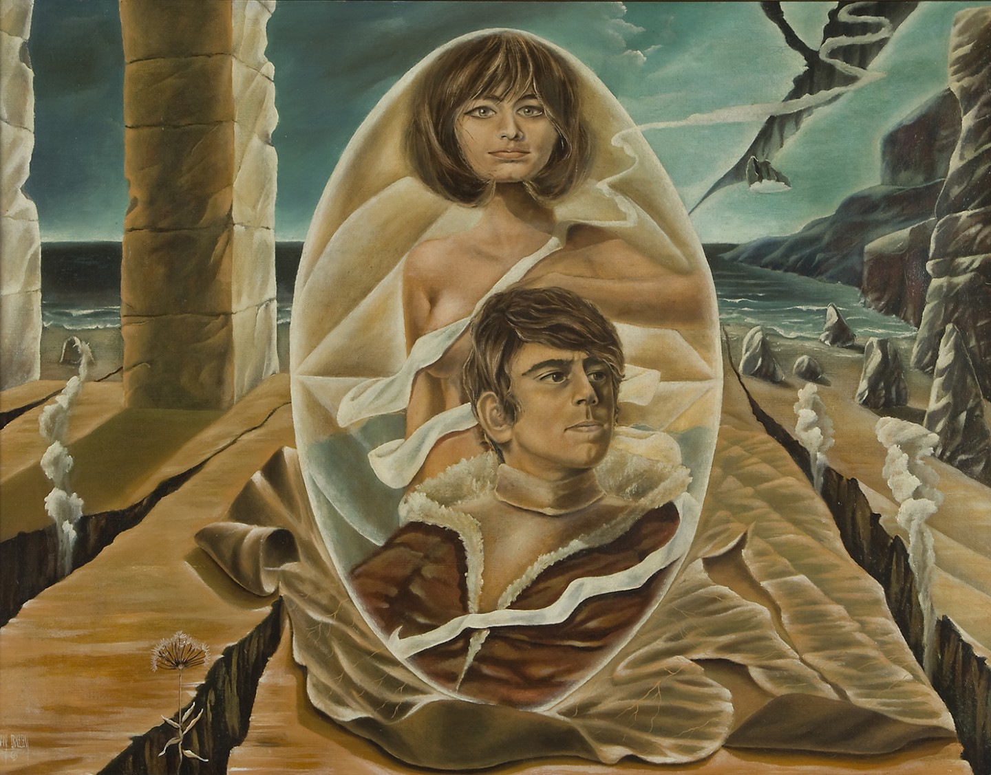 De afbeelding toont een kunstzinnig portret van Kees en Barbara van Kooten. Gemaakt door: Frans Erkelens