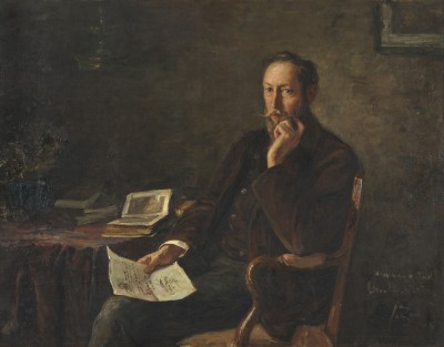 Deze afbeelding toont een kunstzinnig portret van Edward B. Koster .