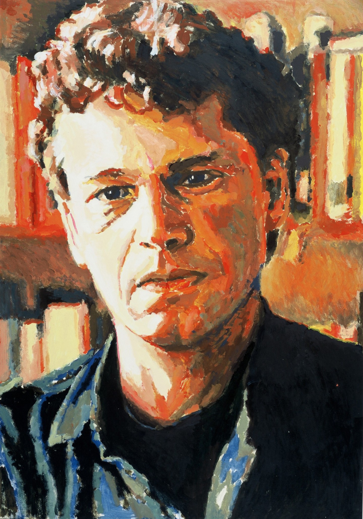 De afbeelding toont een kunstzinnig portret van Frans Kellendonk . Gemaakt door: Kees  Knopper 