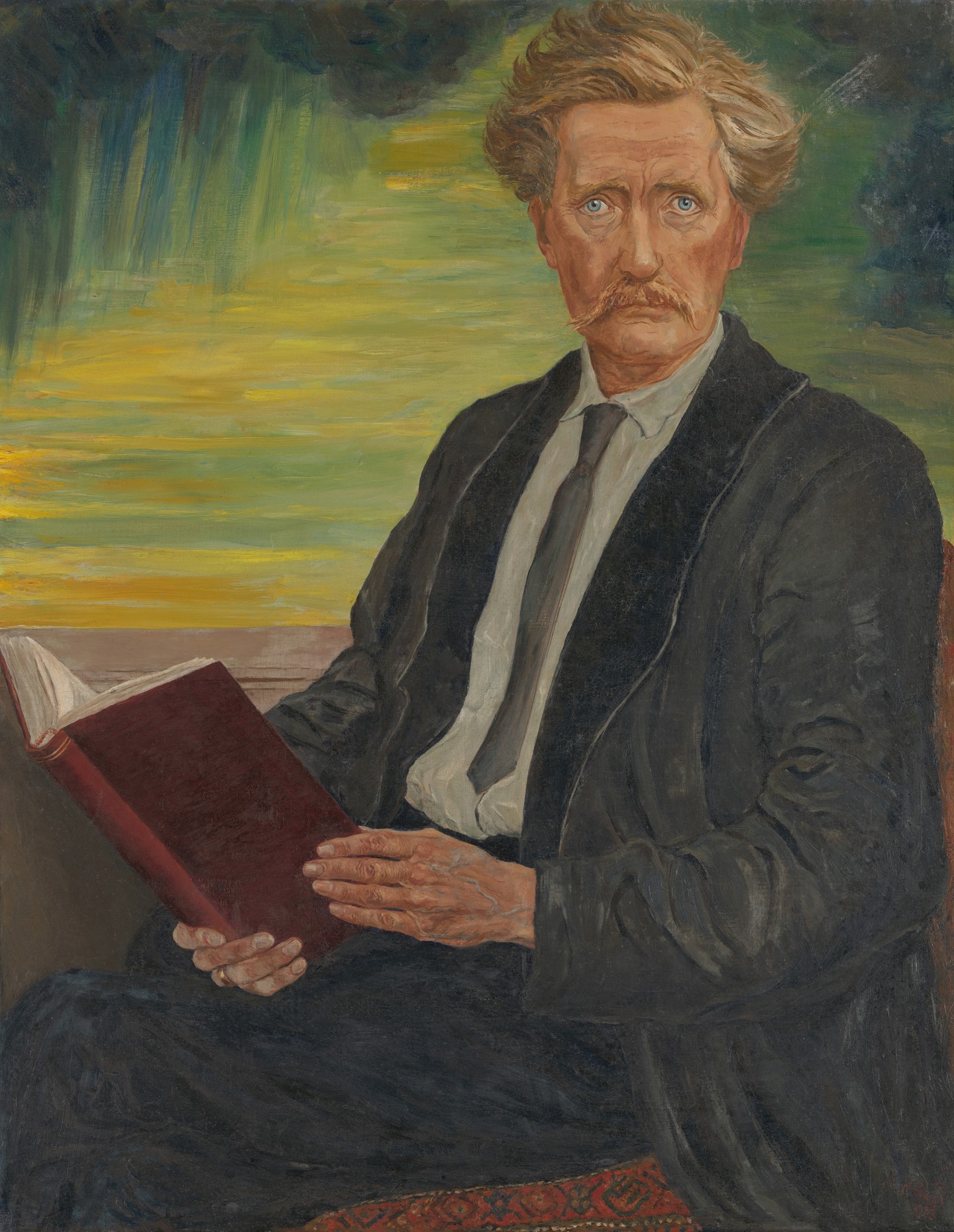 De afbeelding toont een kunstzinnig portret van Willem Kloos. Gemaakt door: K.H. de Raaf