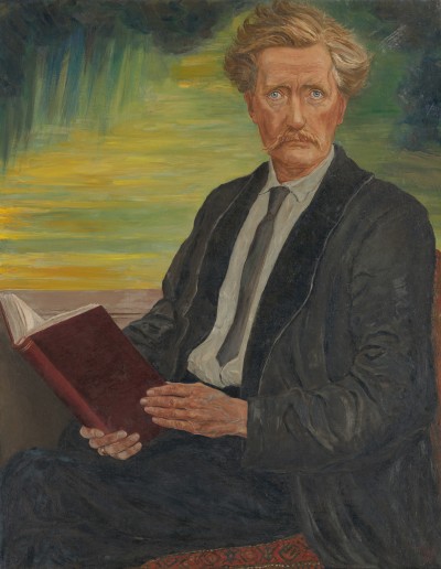 Deze afbeelding toont een kunstzinnig portret van Willem Kloos.