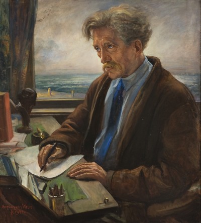Deze afbeelding toont een kunstzinnig portret van Willem Kloos.