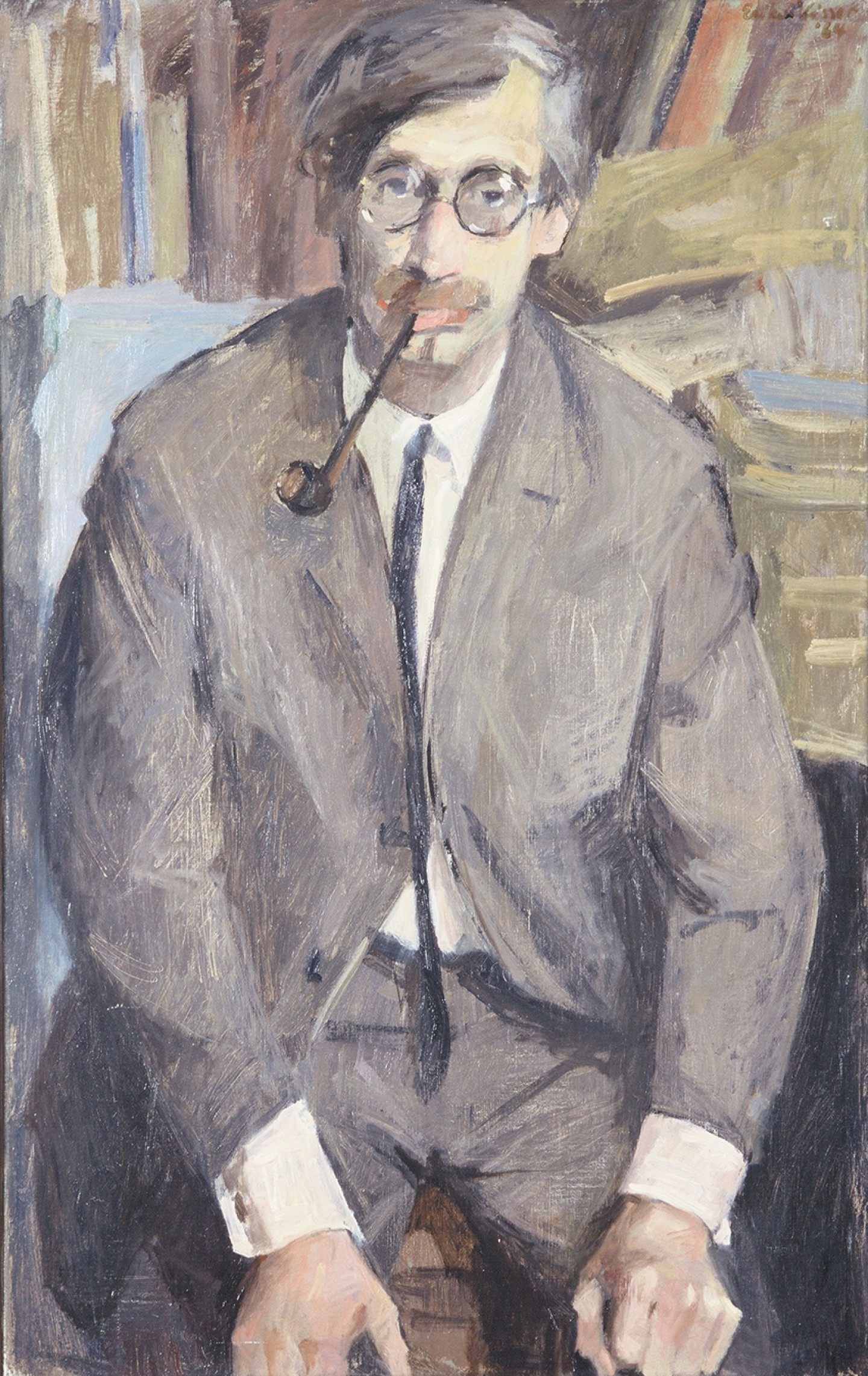 De afbeelding toont een kunstzinnig portret van William D. Kuik . Gemaakt door: Erika Visser