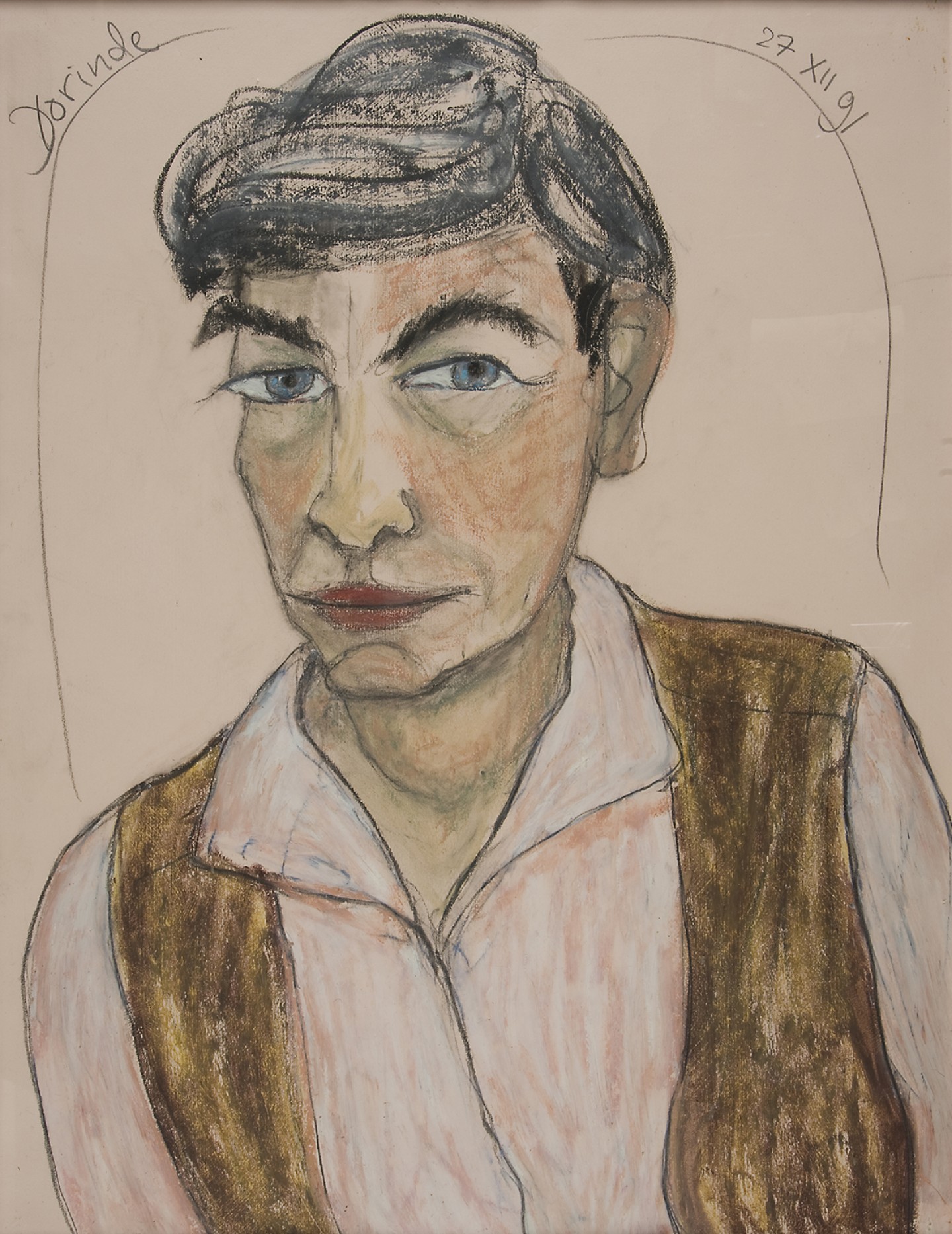 De afbeelding toont een kunstzinnig portret van Marijke Höweler. Gemaakt door: Dorinde van  Oort
