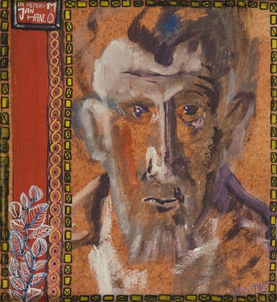 Deze afbeelding toont een kunstzinnig portret van Jan Hanlo.