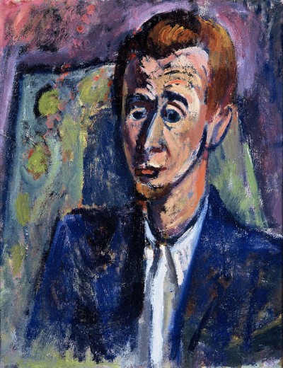 Deze afbeelding toont een kunstzinnig portret van Jan Hanlo.
