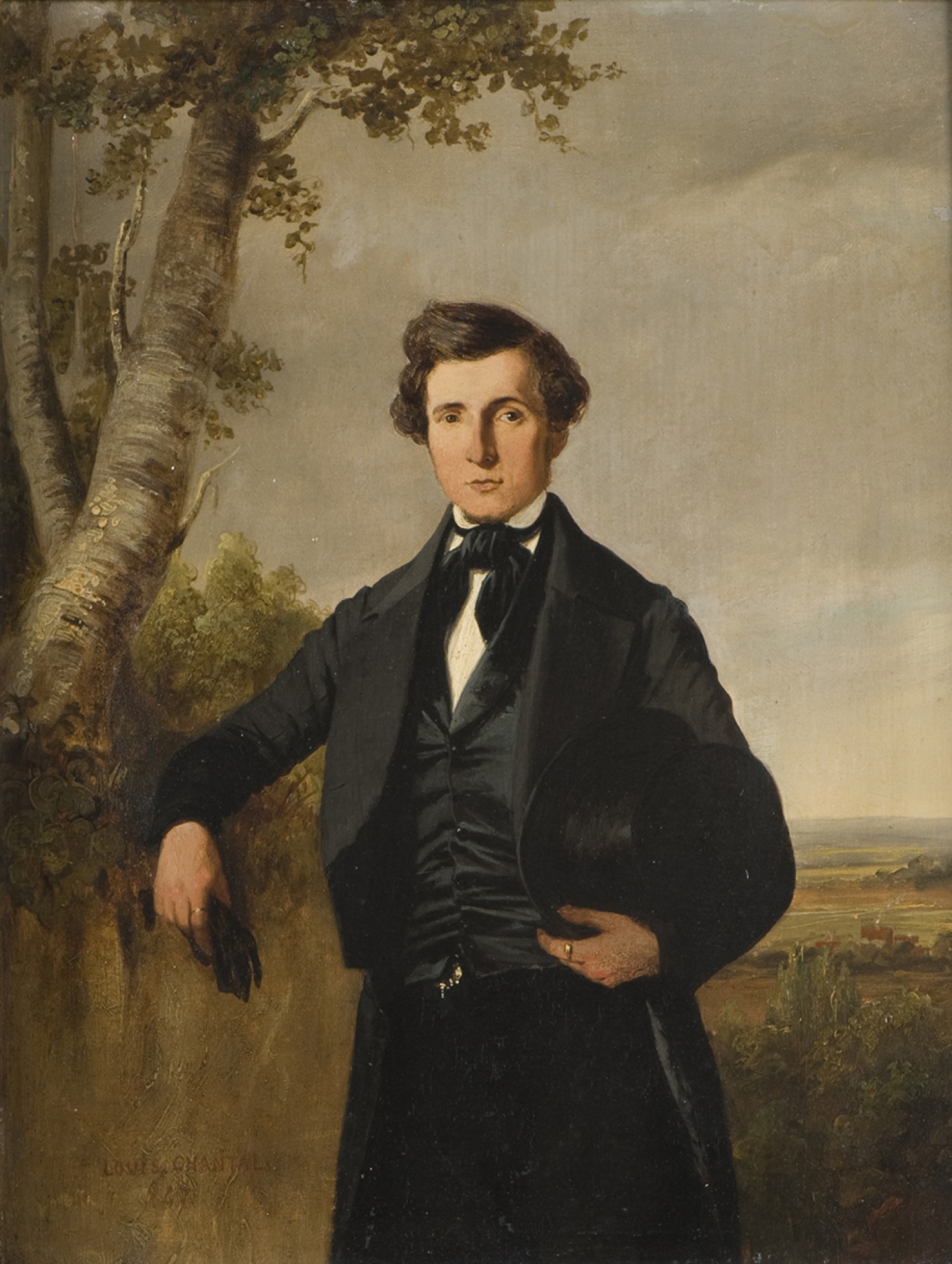 De afbeelding toont een kunstzinnig portret van  J.P. Hasebroek . Gemaakt door: Louis  Chantal 