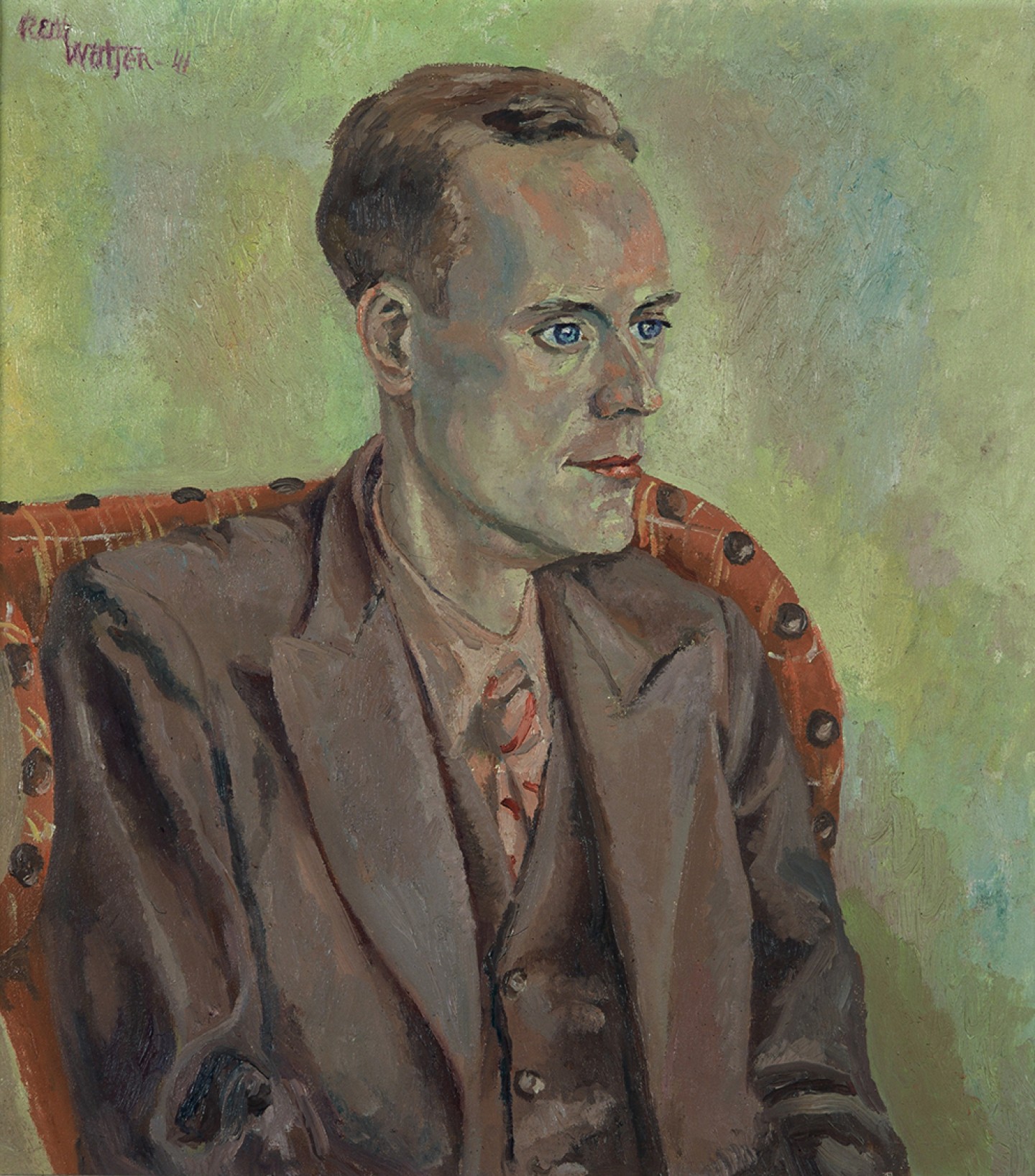 De afbeelding toont een kunstzinnig portret van K.H. Heeroma. Gemaakt door: Remko   Watjer