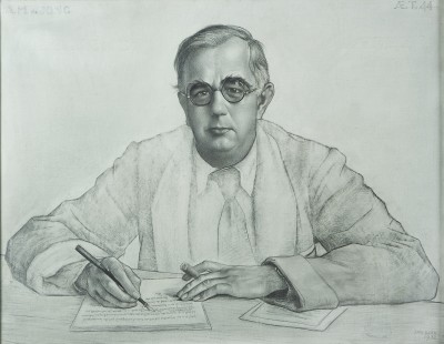 Deze afbeelding toont een kunstzinnig portret van A.M. de Jong.