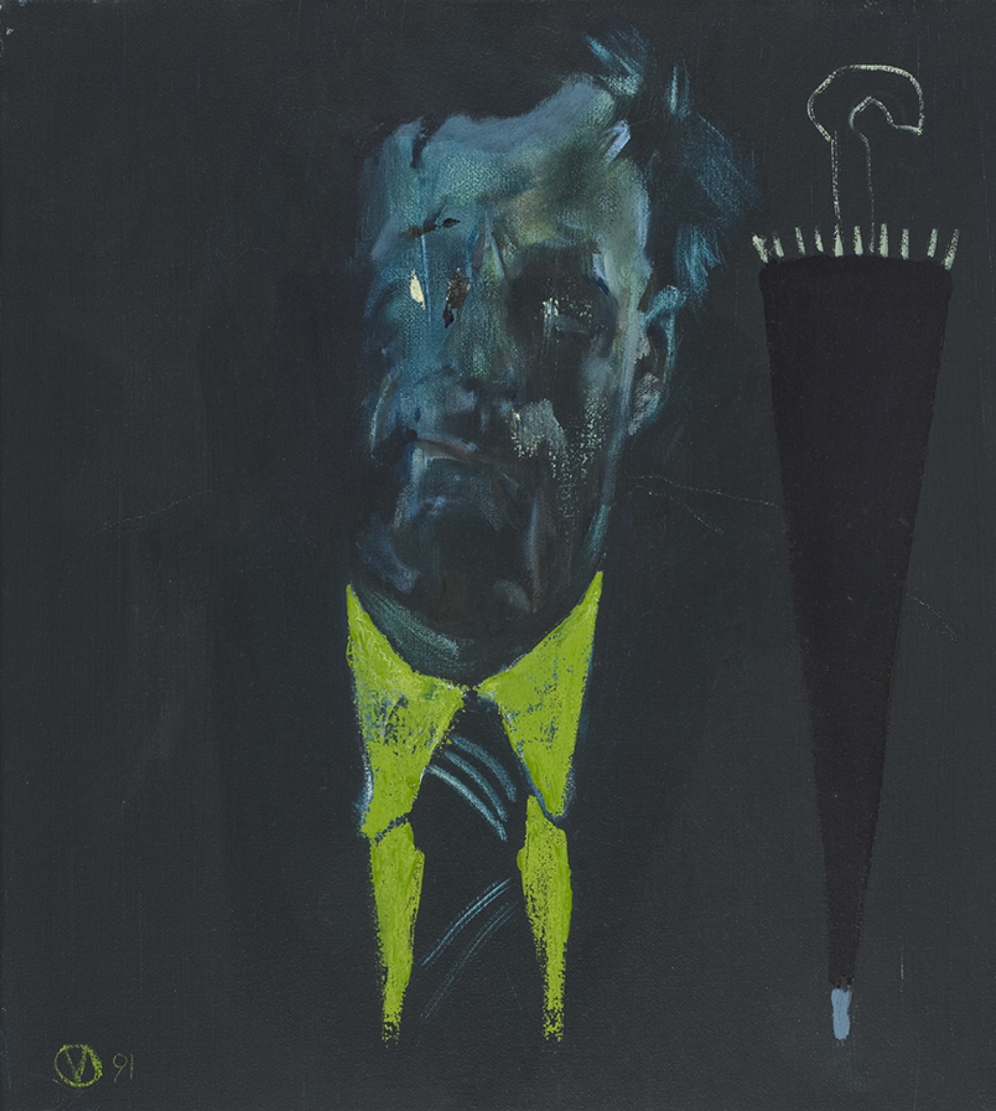 De afbeelding toont een kunstzinnig portret van C.O. Jellema. Gemaakt door:  Van der Vegt 