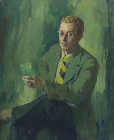 Deze afbeelding toont een kunstzinnig portret van Olaf J. de Landell.
