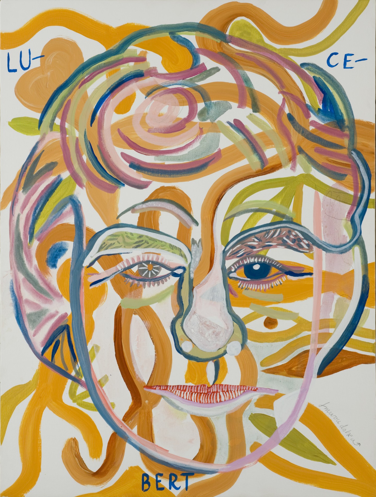 De afbeelding toont een kunstzinnig portret van Lucebert. Gemaakt door: Frits Woudstra