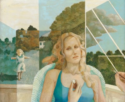 Deze afbeelding toont een kunstzinnig portret van Margriet de Moor.