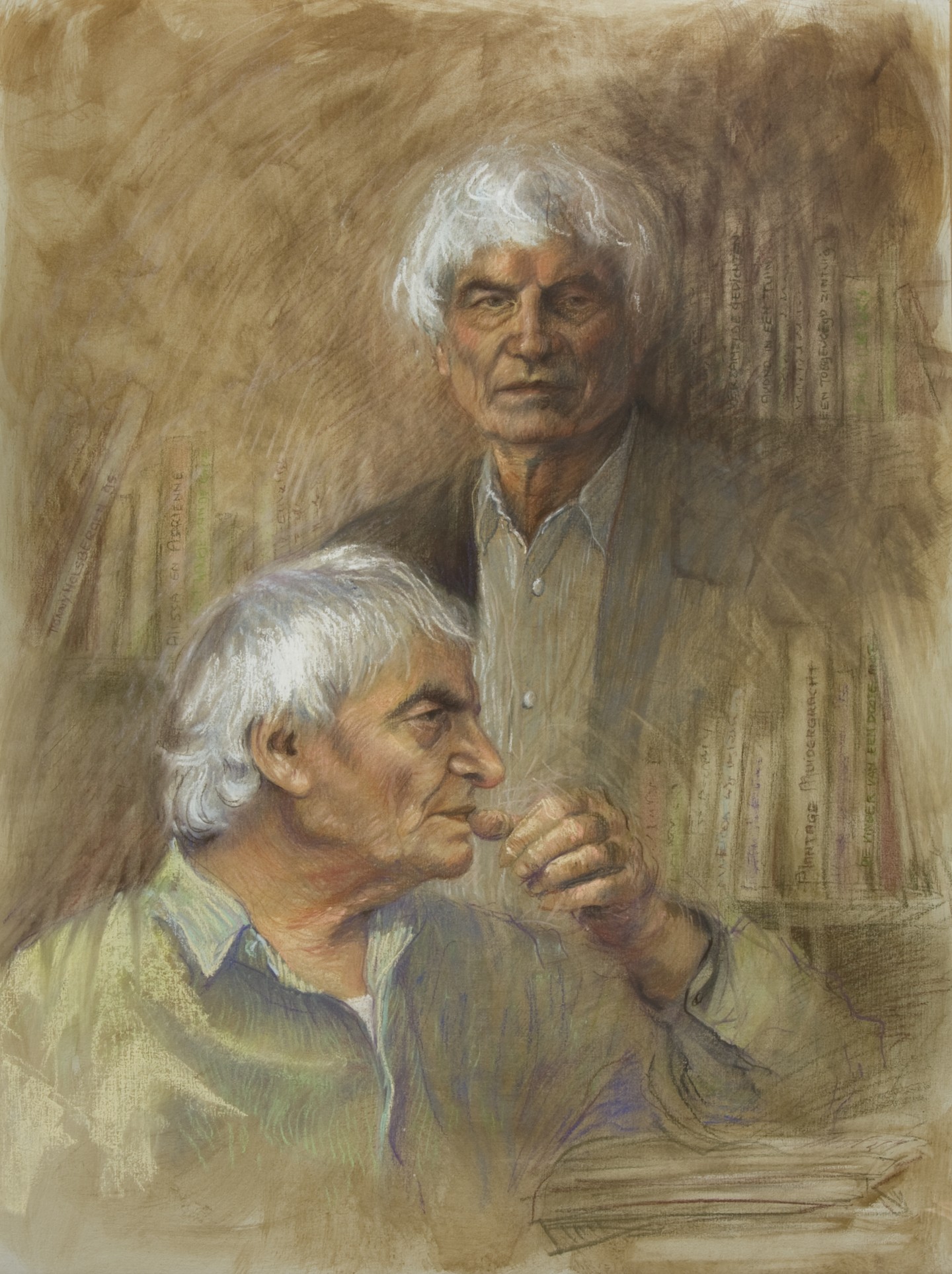 De afbeelding toont een kunstzinnig portret van Adriaan Morriën . Gemaakt door: Tonny  Holsbergen 