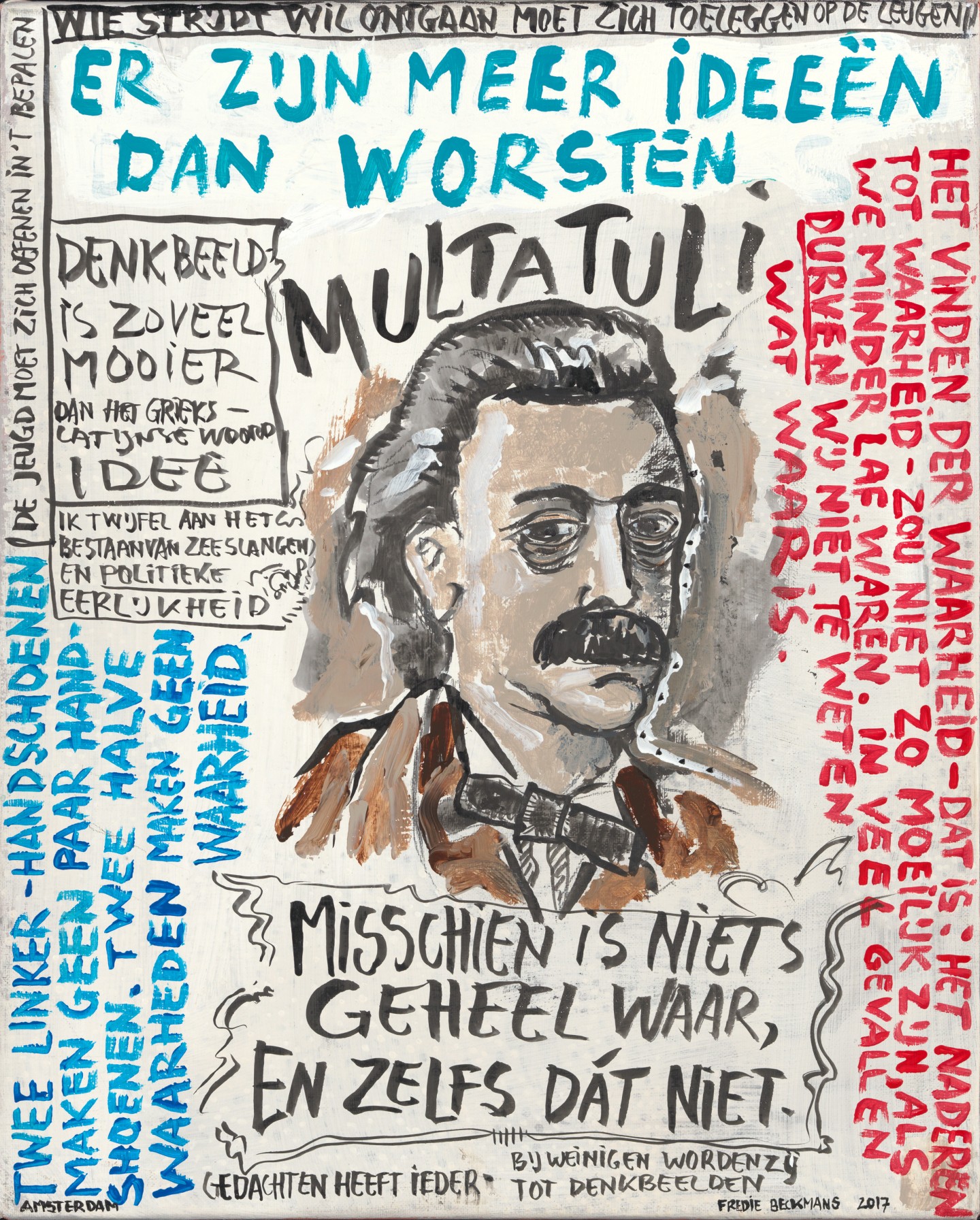 De afbeelding toont een kunstzinnig portret van Multatuli . Gemaakt door: Fredie Beckmans 