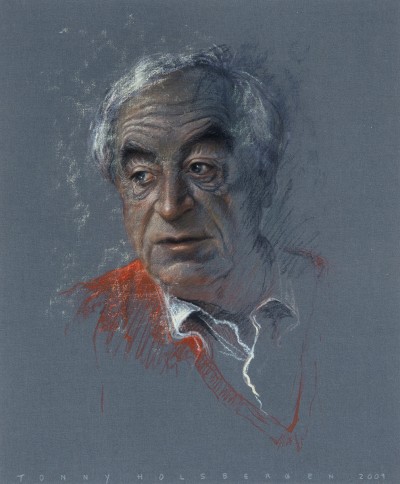 Deze afbeelding toont een kunstzinnig portret van Cees Nooteboom.