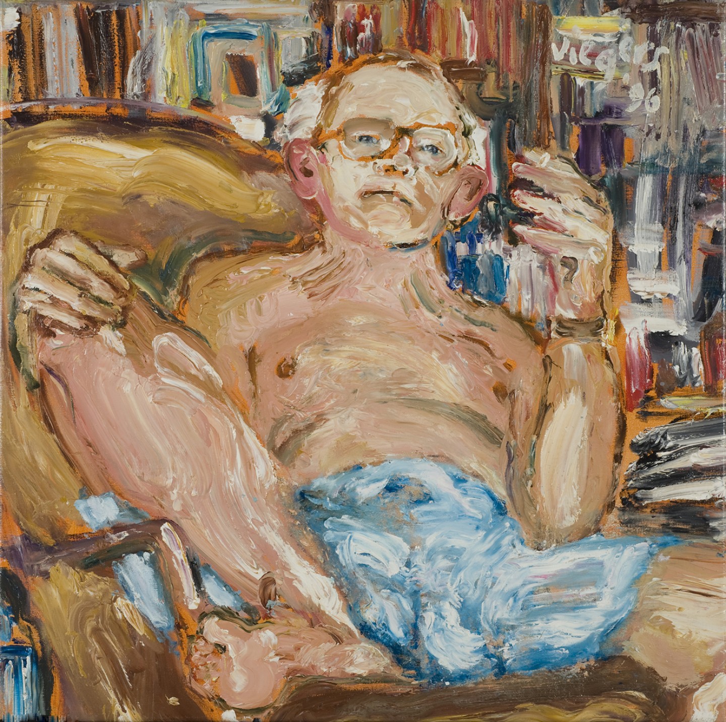 De afbeelding toont een kunstzinnig portret van Theo Sontrop. Gemaakt door: Janneke Viegers