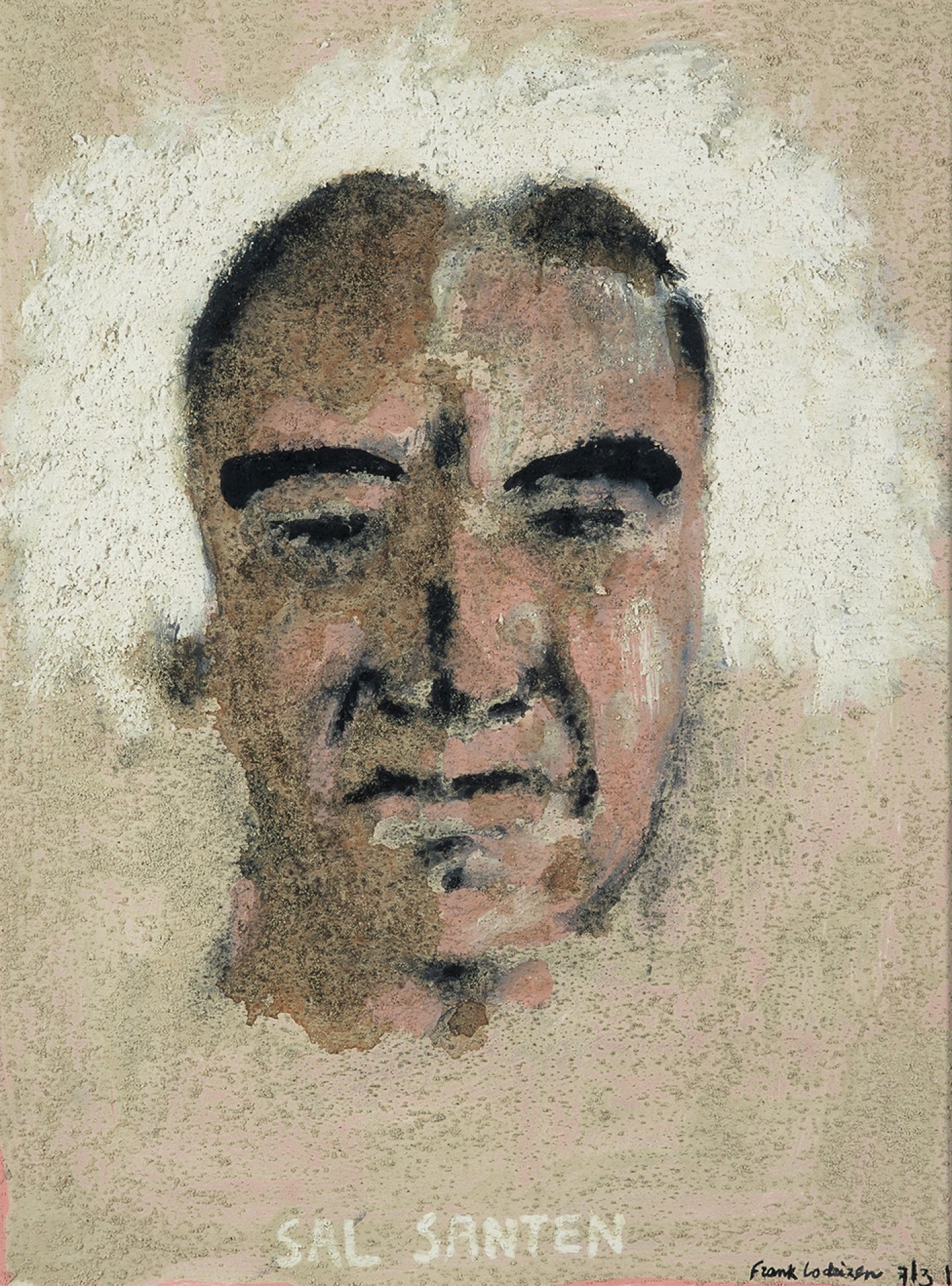 De afbeelding toont een kunstzinnig portret van Sal Santen. Gemaakt door: Frank Lodeizen