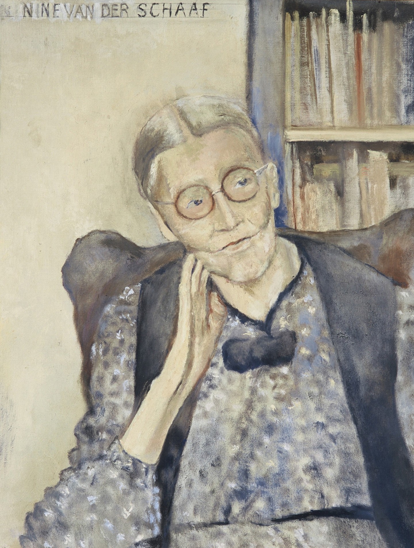 De afbeelding toont een kunstzinnig portret van Nine van der Schaaf. Gemaakt door: Dirk  Nijland 