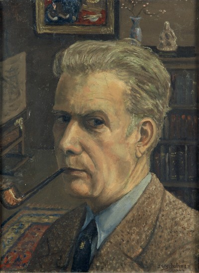 Deze afbeelding toont een kunstzinnig portret van Johan W. Schotman.