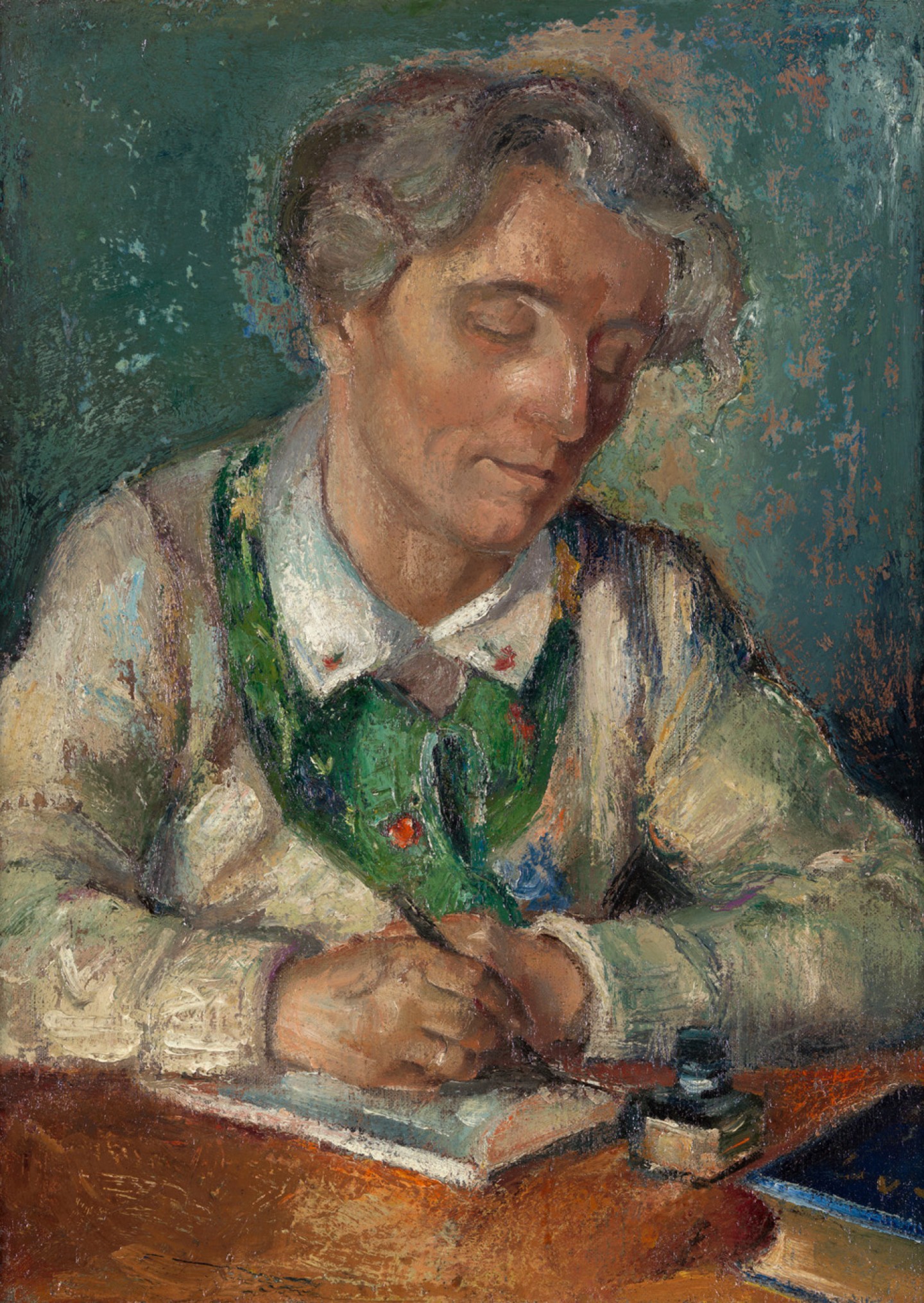 De afbeelding toont een kunstzinnig portret van Anke Servaes. Gemaakt door: Jaap Min