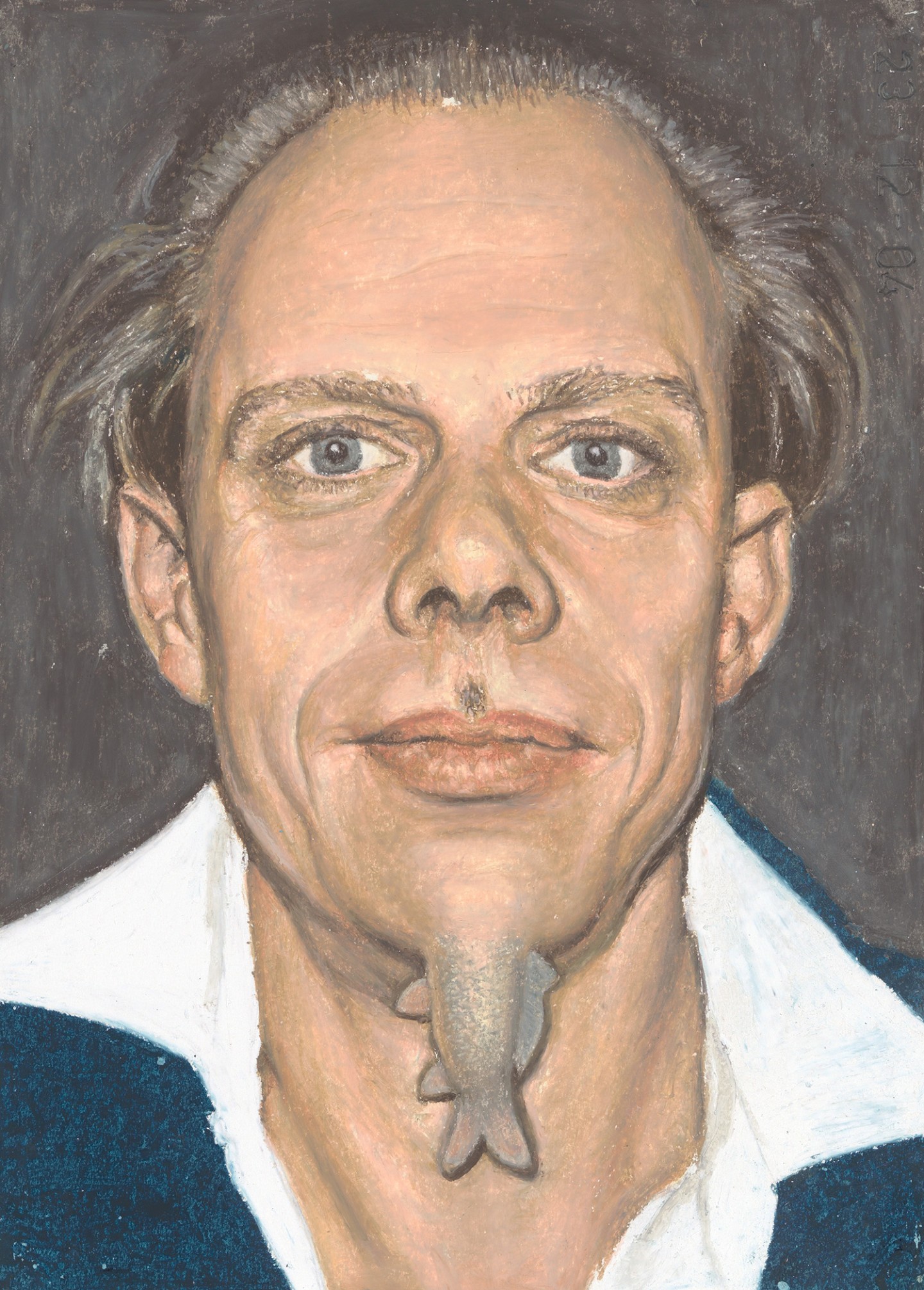 De afbeelding toont een kunstzinnig portret van F. Starik. Gemaakt door: Jans  Muskee