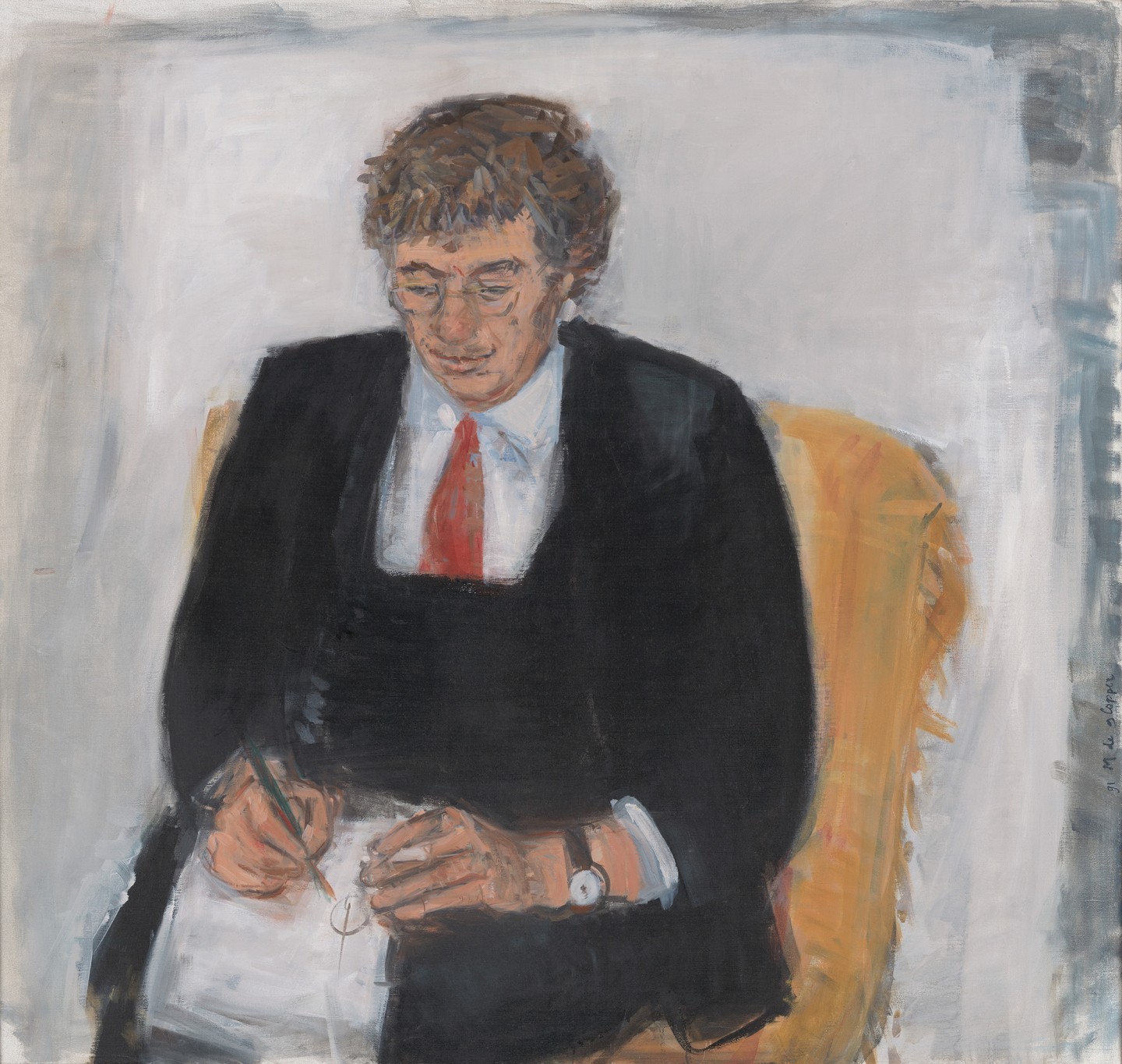 De afbeelding toont een kunstzinnig portret van Peter van Straaten . Gemaakt door: Marjan de Glopper