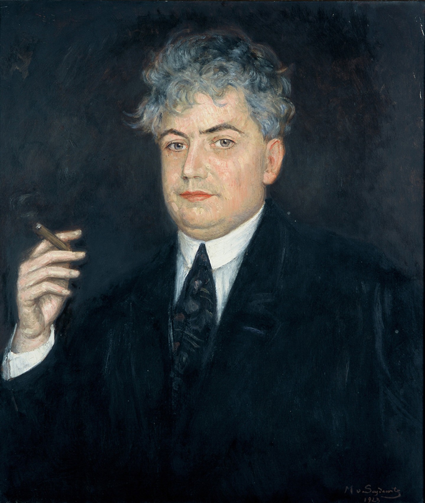 De afbeelding toont een kunstzinnig portret van Herman Poort . Gemaakt door: Max von  Seydewitz