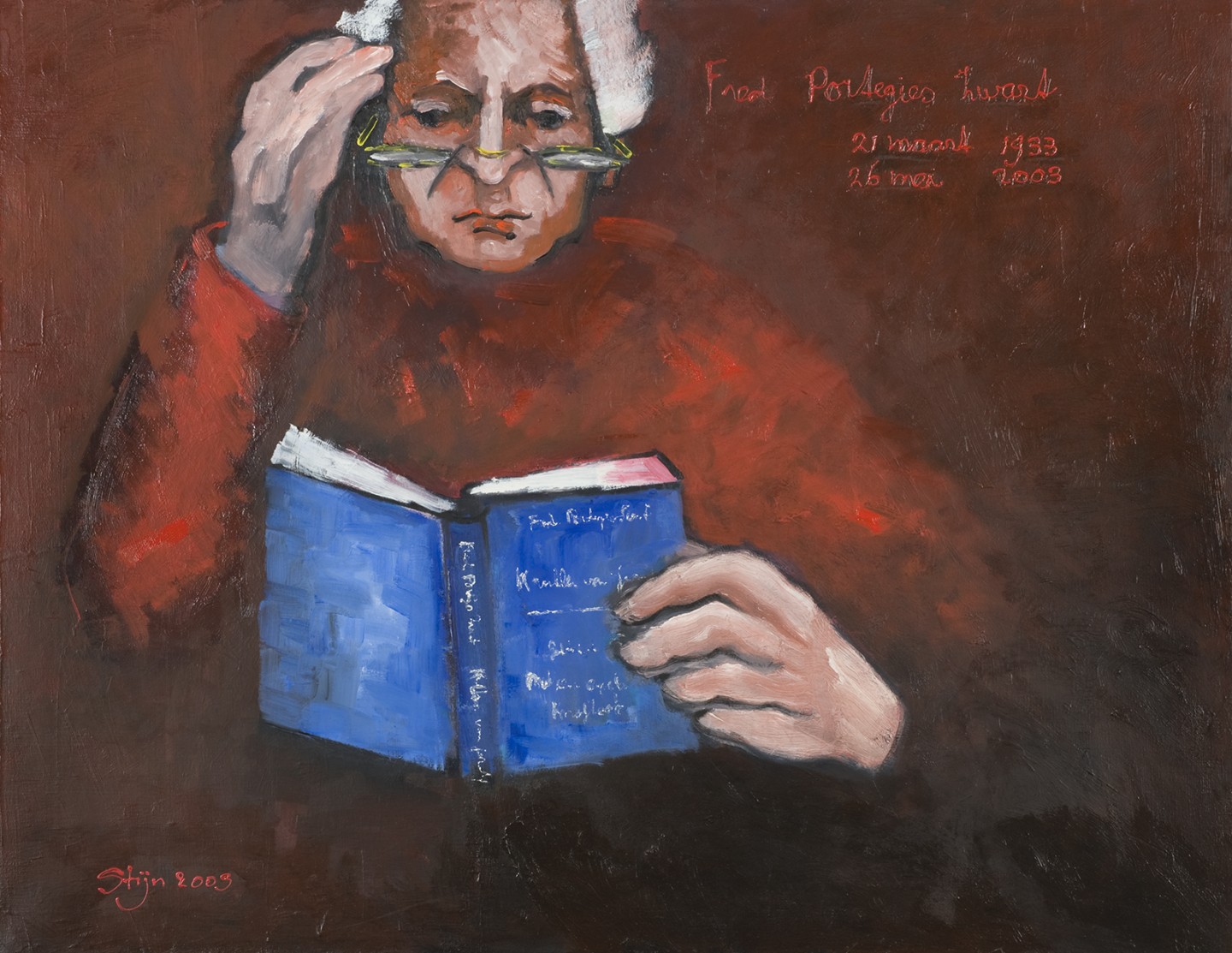 De afbeelding toont een kunstzinnig portret van Fred Portegies Zwart . Gemaakt door: Stijn  Seip 