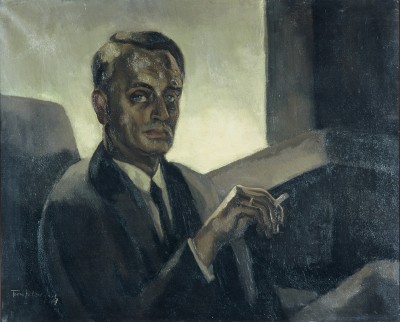 Deze afbeelding toont een kunstzinnig portret van Albert Plasschaert .