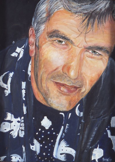 Deze afbeelding toont een kunstzinnig portret van Hans Plomp.