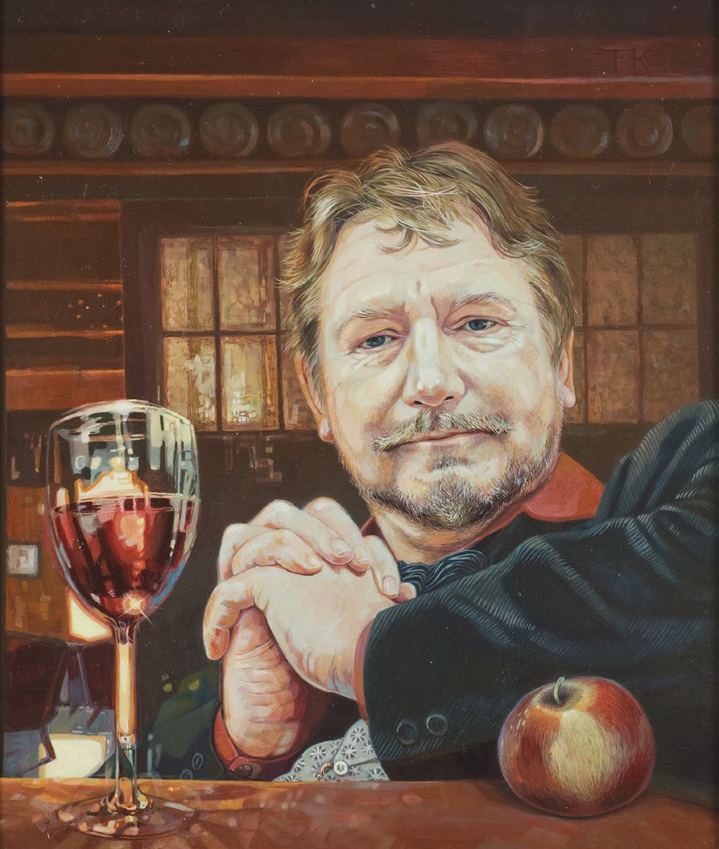 De afbeelding toont een kunstzinnig portret van Jean Pierre Rawie - Une mer à boire . Gemaakt door: Trudy Kramer