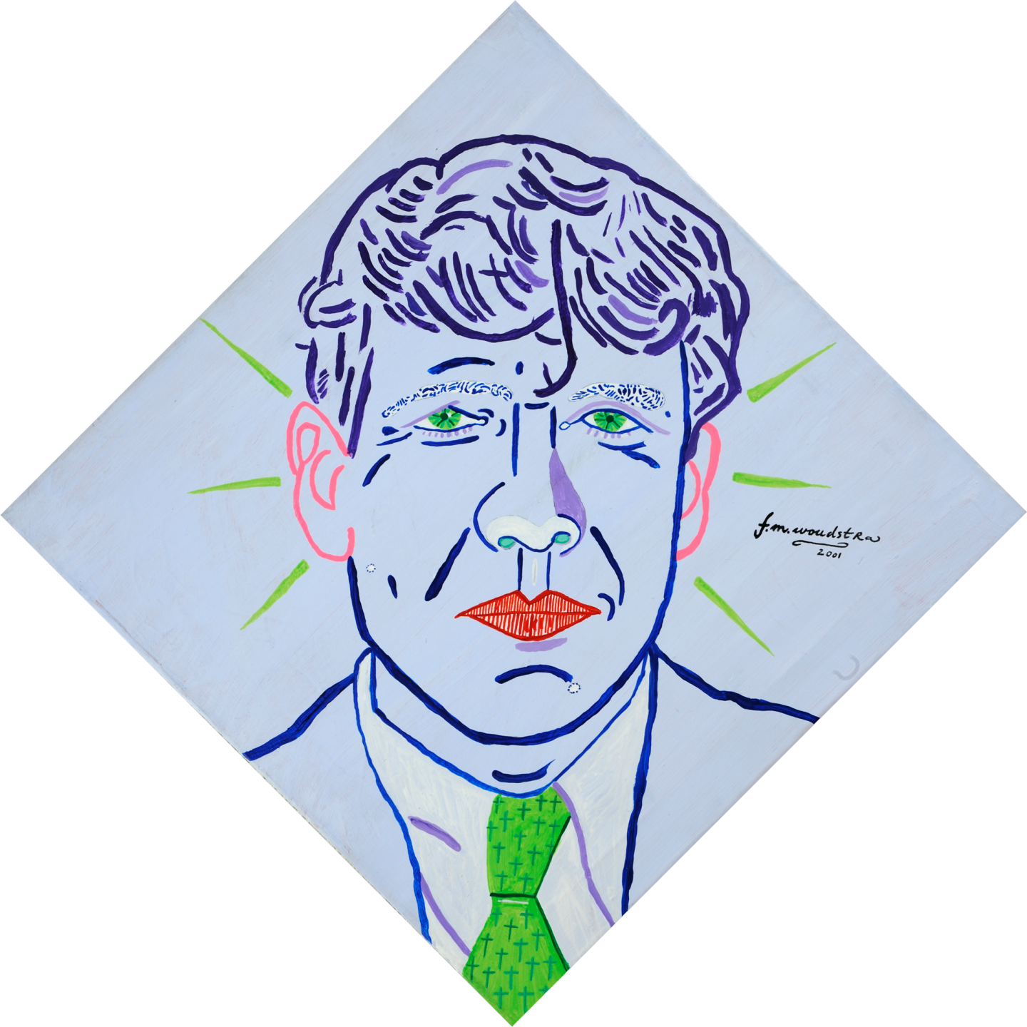 De afbeelding toont een kunstzinnig portret van Gerard Reve. Gemaakt door: Frits  Woudstra