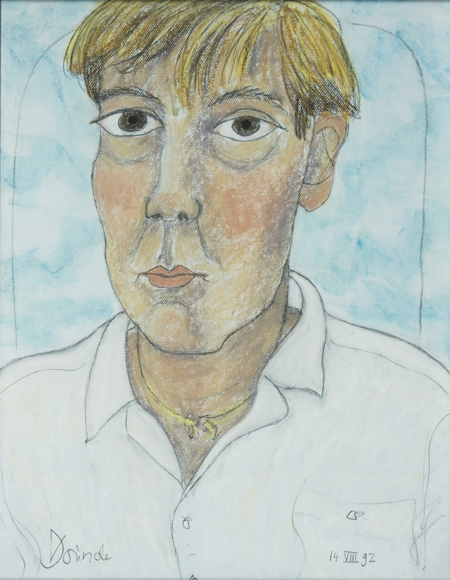 De afbeelding toont een kunstzinnig portret van Elly de Waard. Gemaakt door: Dorinde van  Oort
