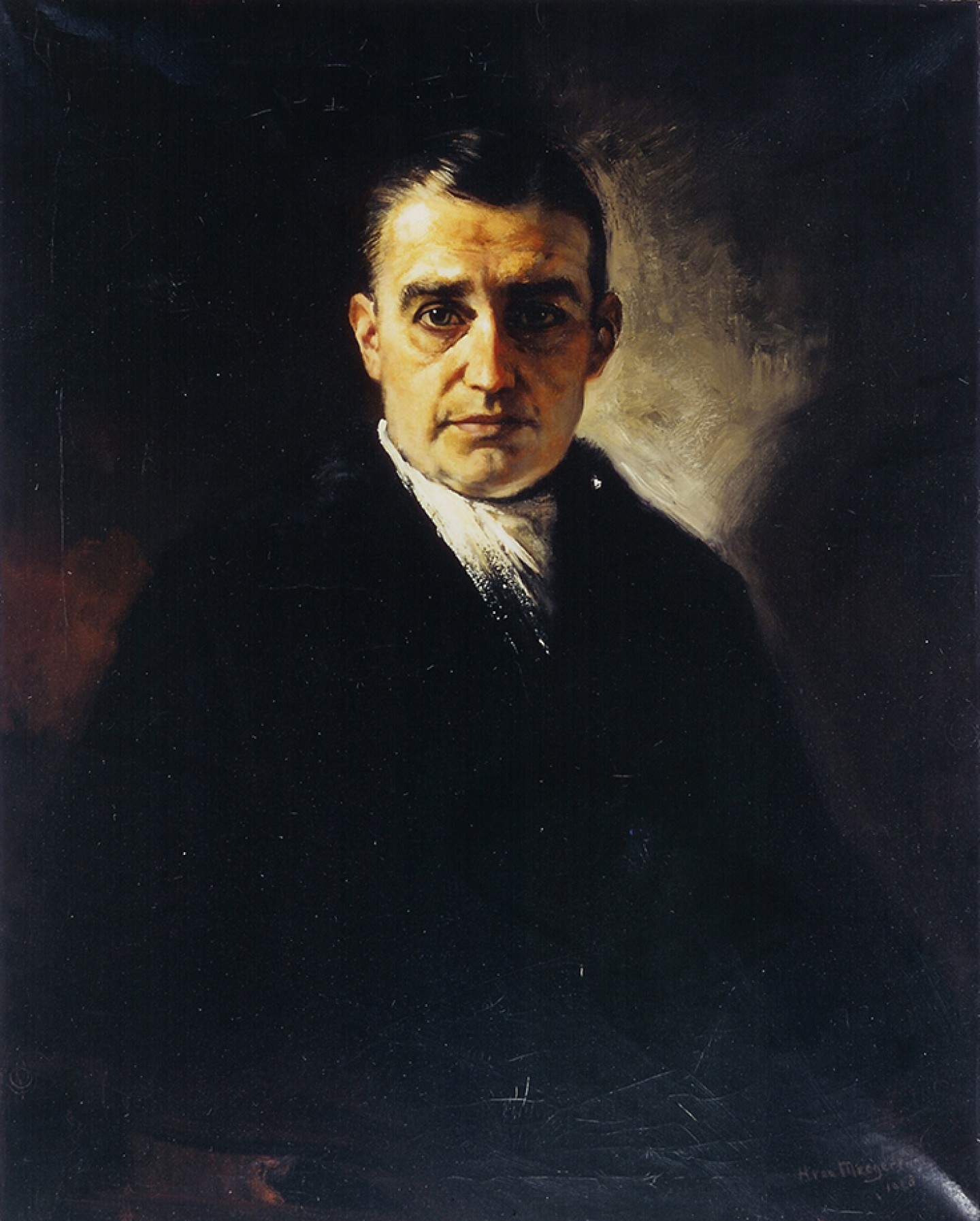 De afbeelding toont een kunstzinnig portret van Henri van Wermeskerken. Gemaakt door: Han van Meegeren