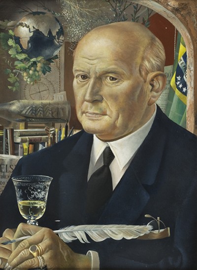 Deze afbeelding toont een kunstzinnig portret van J.W.F. Werumeus Buning .