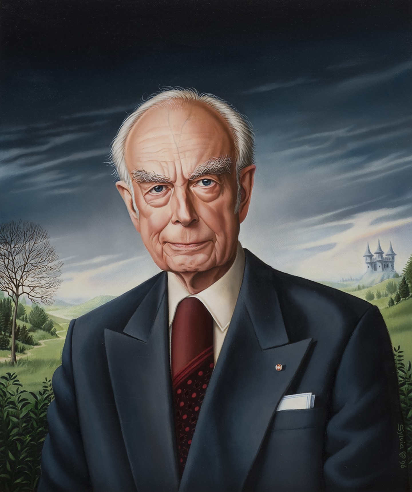 De afbeelding toont een kunstzinnig portret van Marten Toonder . Gemaakt door: Sylvia  Willink 
