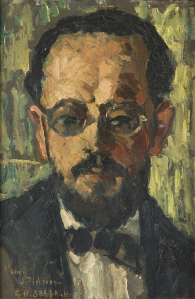 Deze afbeelding toont een kunstzinnig portret van Johannes Tielrooy .