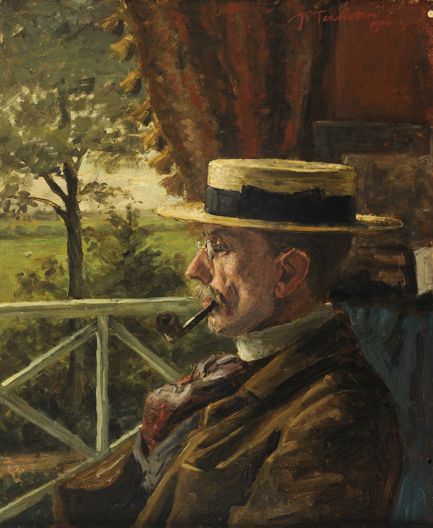 De afbeelding toont een kunstzinnig portret van Aegidius W. Timmerman . Gemaakt door: J.P. ter  Maten