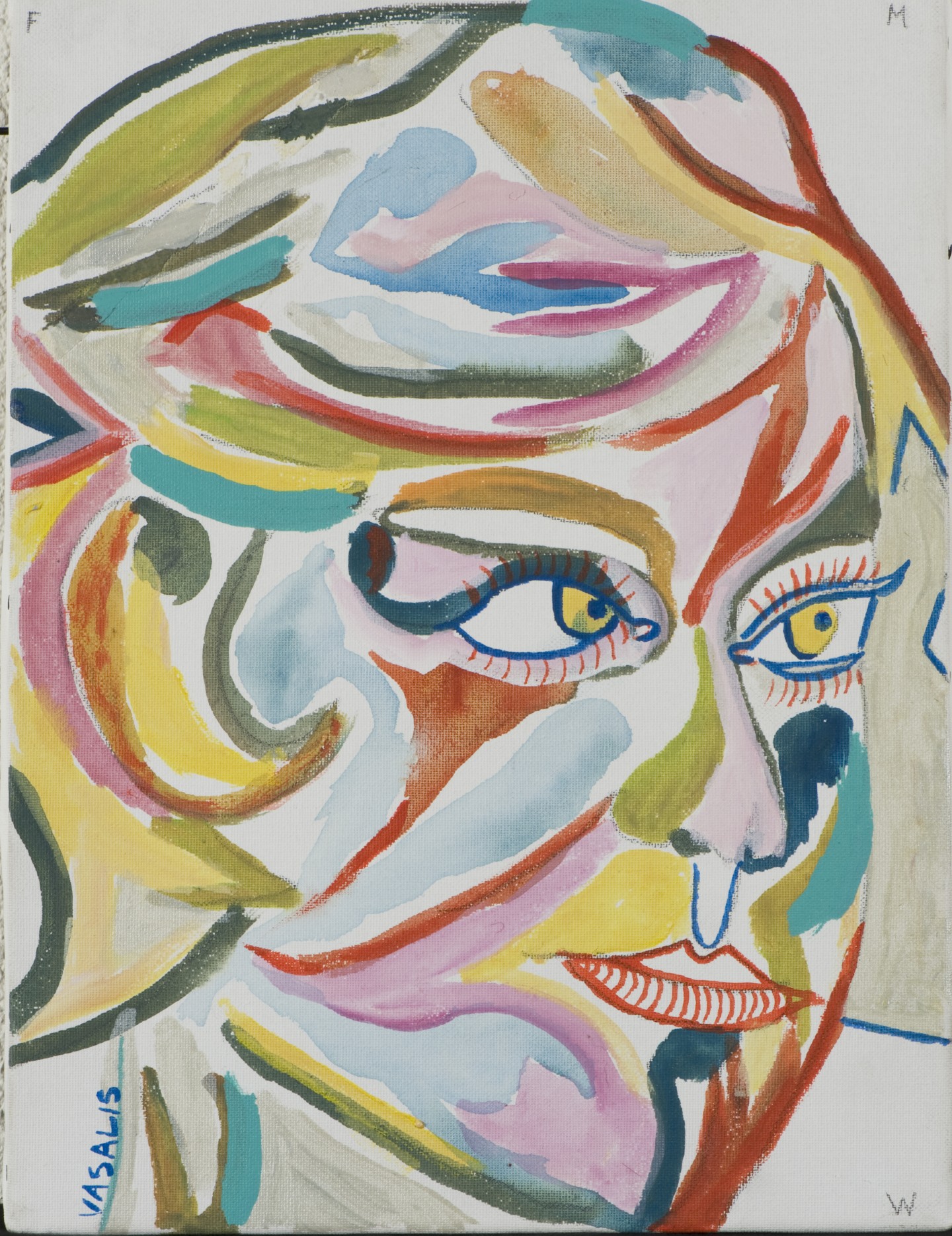 De afbeelding toont een kunstzinnig portret van M. Vasalis. Gemaakt door: Frits Woudstra