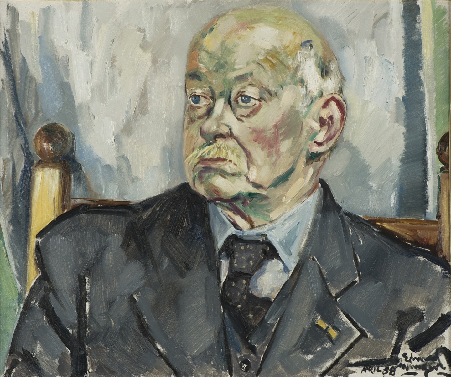 De afbeelding toont een kunstzinnig portret van Cornelis Veth. Gemaakt door: Edmond  Wingen 